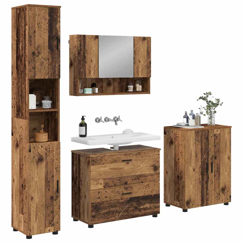 Bathroom Furniture Set 4 pcs Old wood 30 x 35 x 192 cm